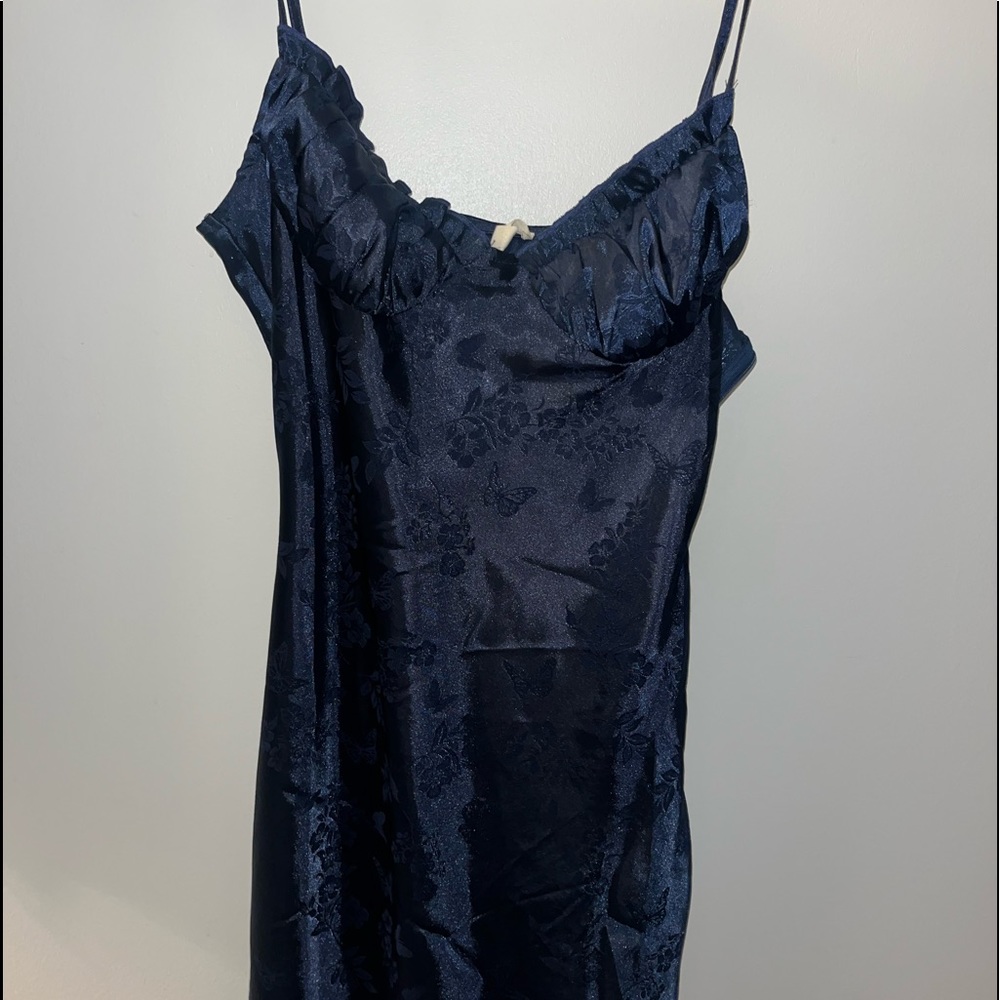 M LA Hearts blue floral printed silk dress